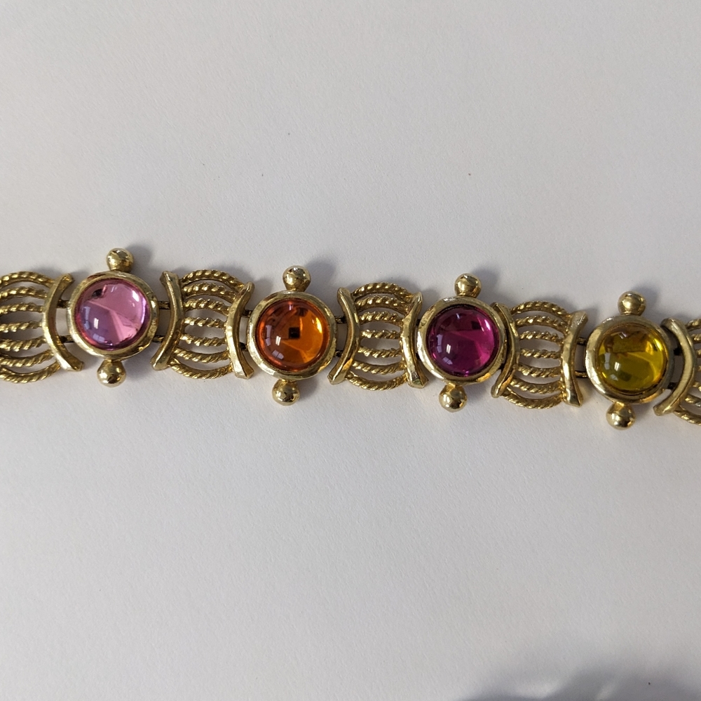 VTG COLORFUL JELLY BRACELET WITH GOLD ACCENTS - Picture 14 of 15